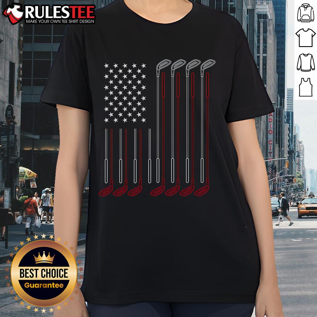 Awesome US Flag Golfer Golfing Sport Golf Course American Pride Golf T-Shirt - Image 3