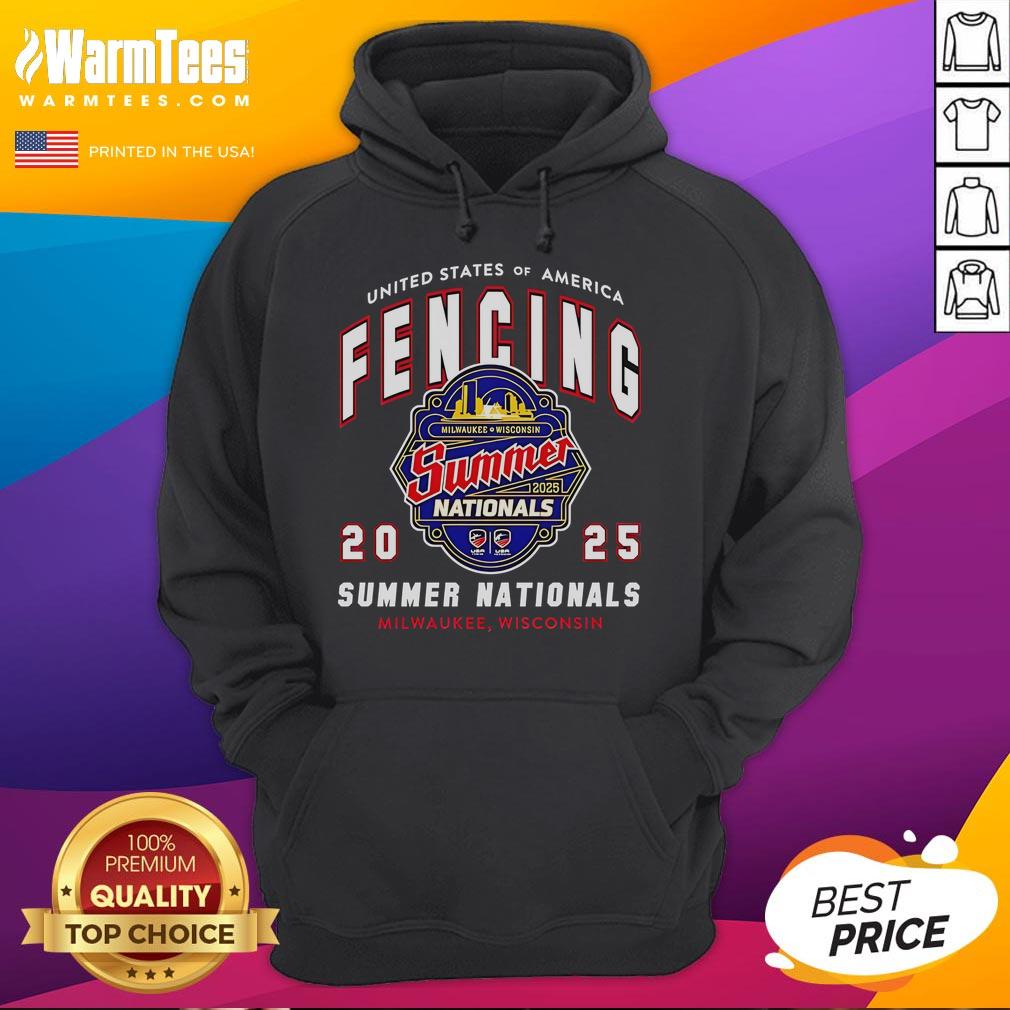 Awesome United States Of America Fencing 2025 Summer Nationals Milwaukee Wisconsin Logo T-Shirt - Image 2