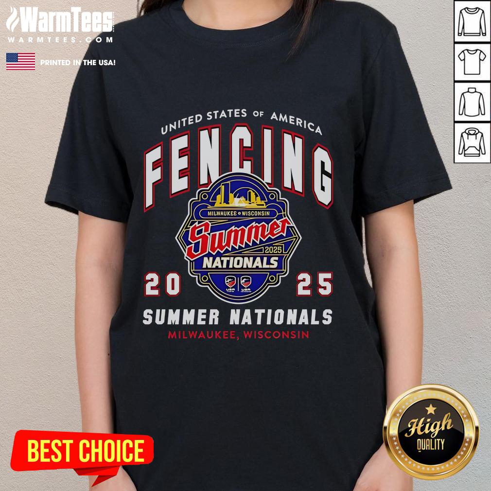 Awesome United States Of America Fencing 2025 Summer Nationals Milwaukee Wisconsin Logo T-Shirt - Image 3
