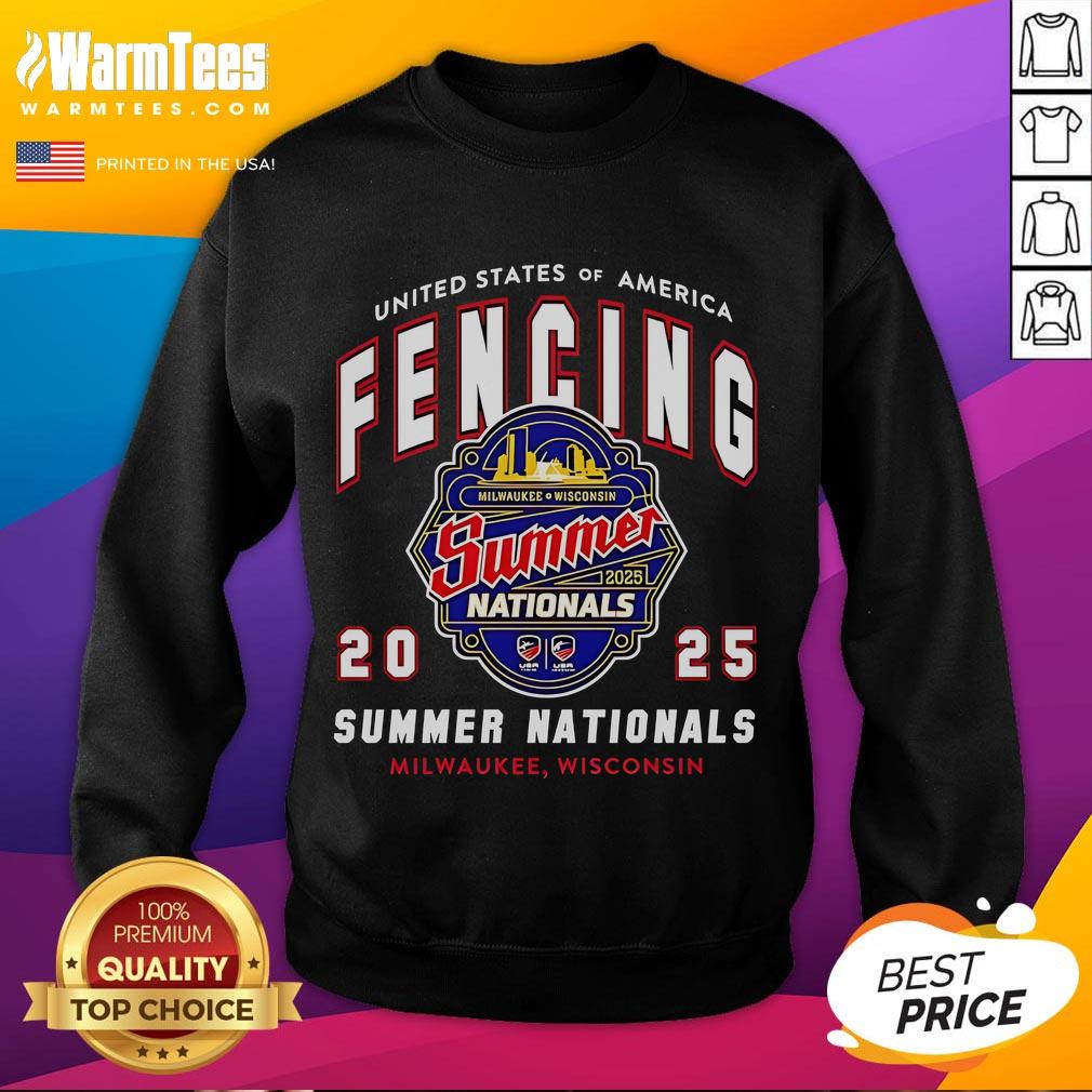 Awesome United States Of America Fencing 2025 Summer Nationals Milwaukee Wisconsin Logo T-Shirt - Image 5