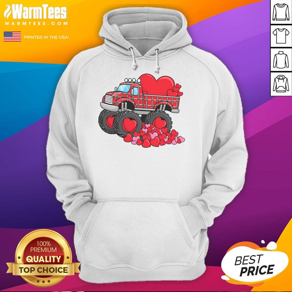 Awesome Valentine's Day Monster Truck With Hearts T-Shirt - Image 2