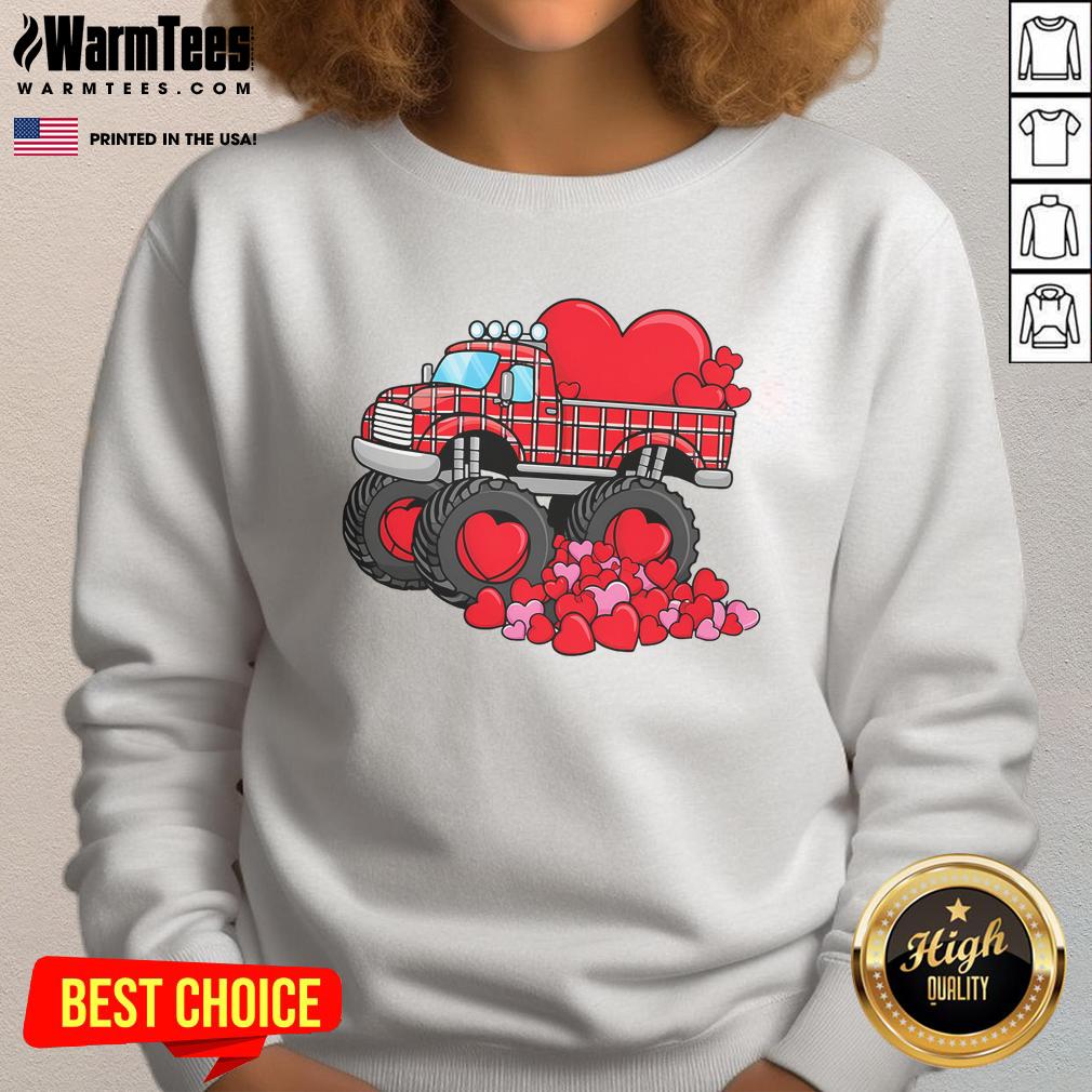 Awesome Valentine's Day Monster Truck With Hearts T-Shirt - Image 5