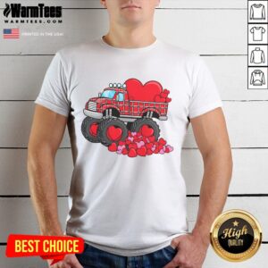 Awesome Valentine's Day Monster Truck With Hearts T-Shirt