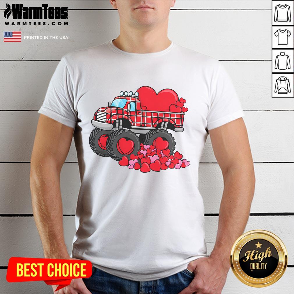 Awesome Valentine's Day Monster Truck With Hearts T-Shirt