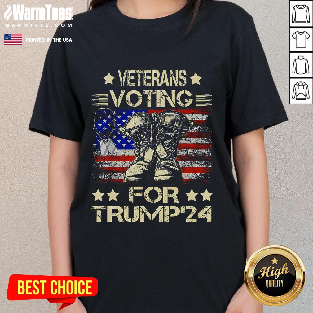 Awesome Veterans Voting For Trump 2024 USA Flag T-Shirt - Image 3