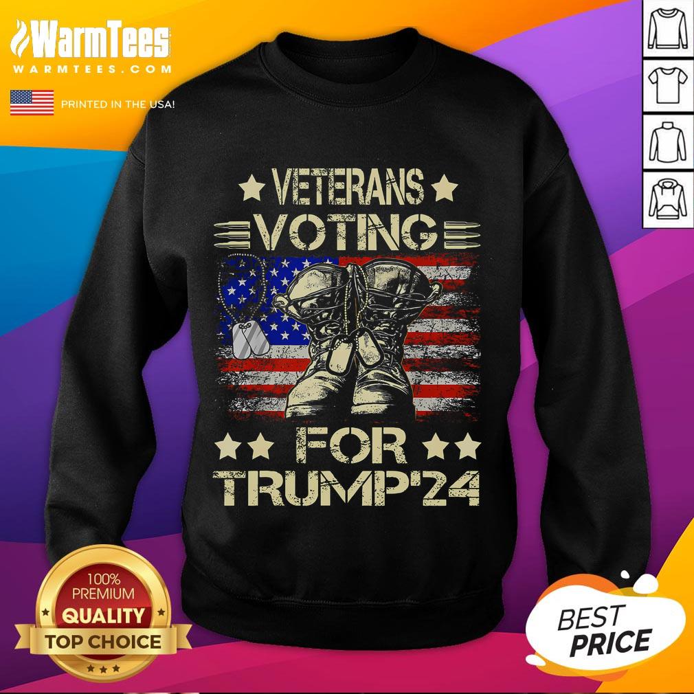 Awesome Veterans Voting For Trump 2024 USA Flag T-Shirt - Image 5