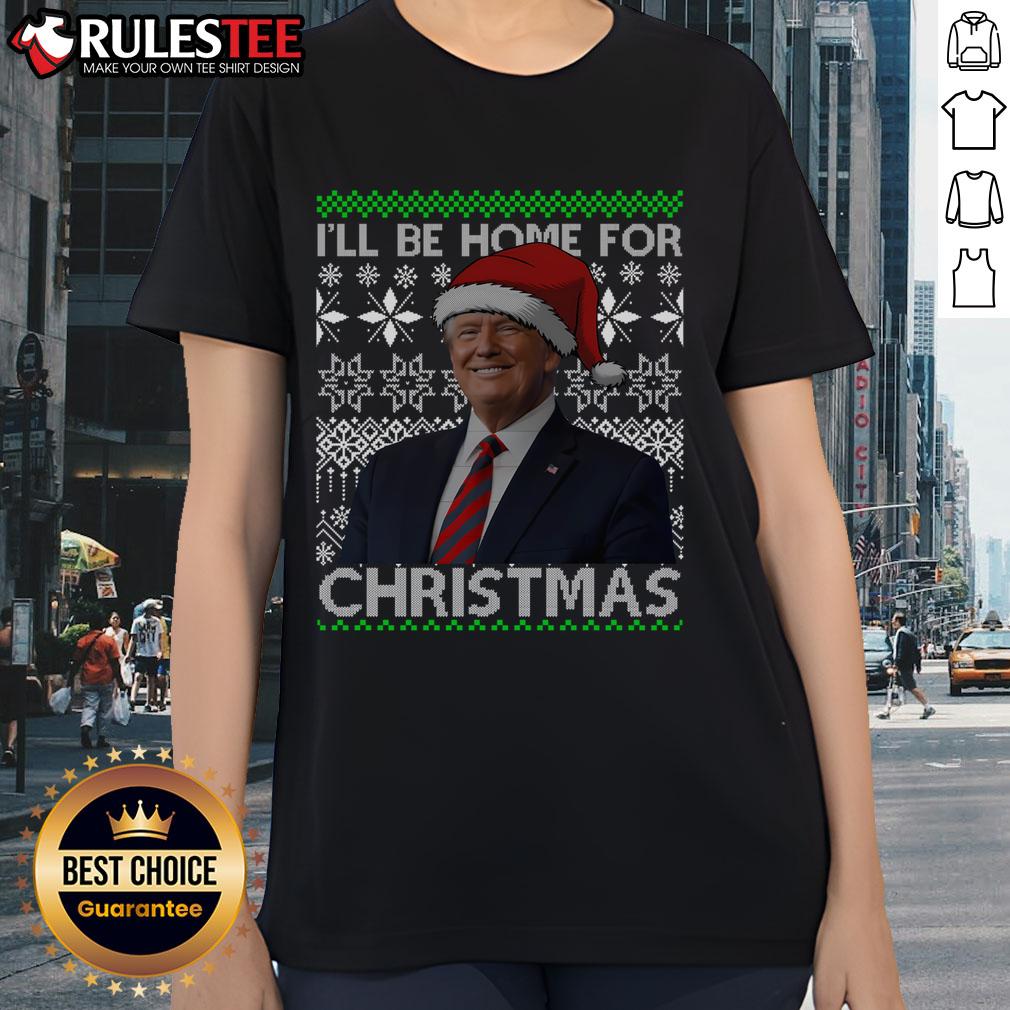 Awesome Vintage Santa Hat Trump I'll Be Home For Christmas 2024 T-Shirt - Image 3