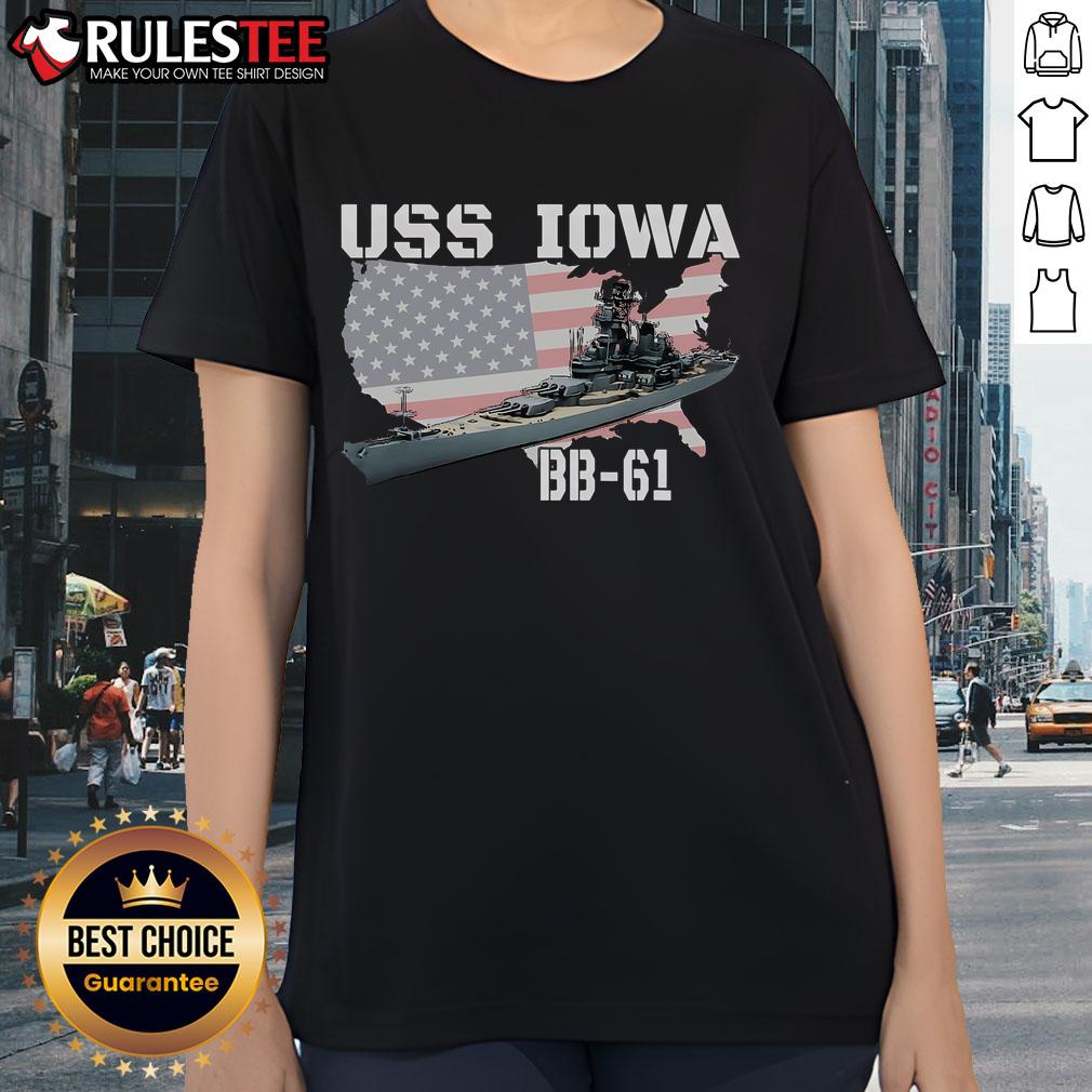 Awesome WW2 American Battleship USS Iowa Warship BB 61 Veterans T-Shirt - Image 3