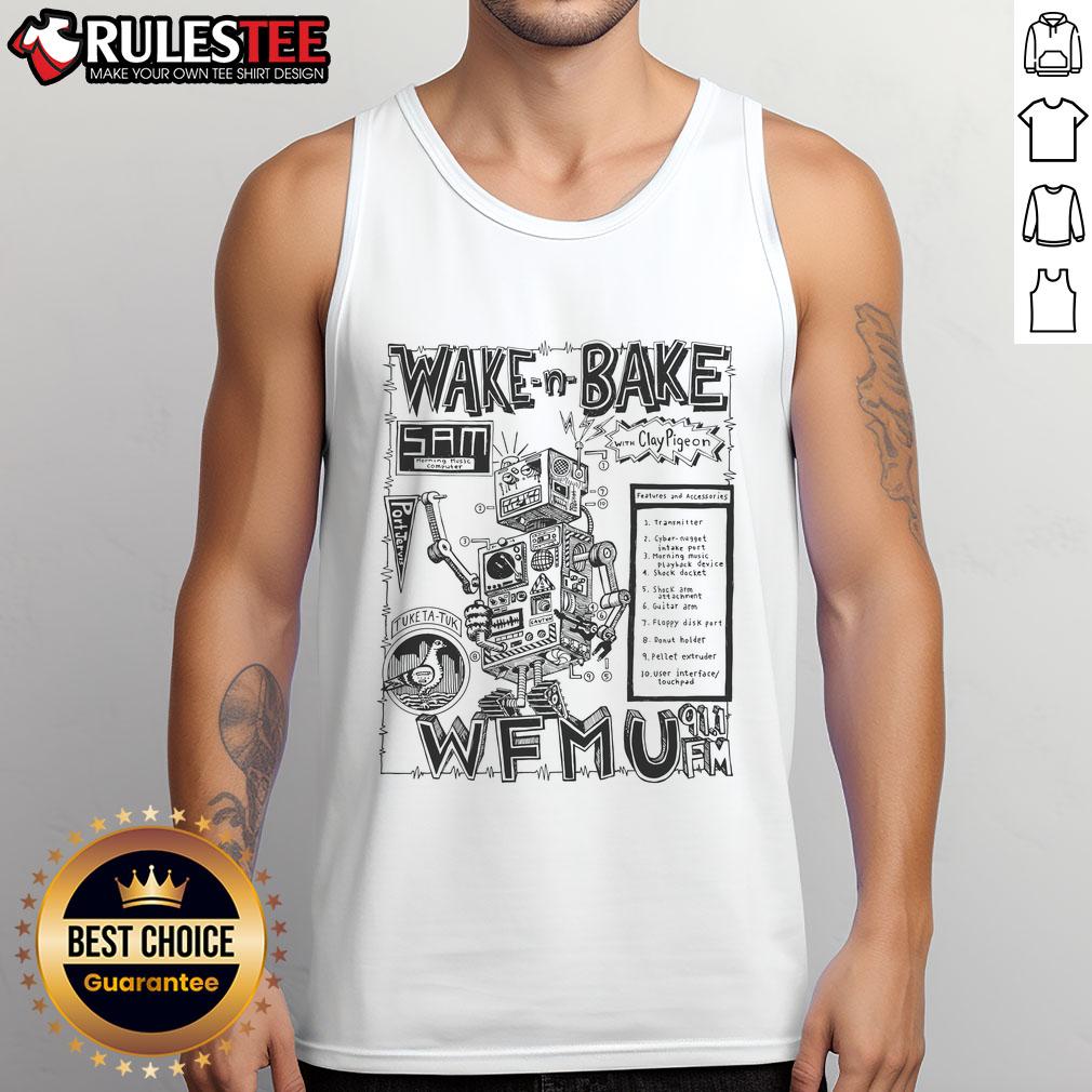 Awesome Wake N Bake Sam Horning Music Computer WFMU T-Shirt - Image 4