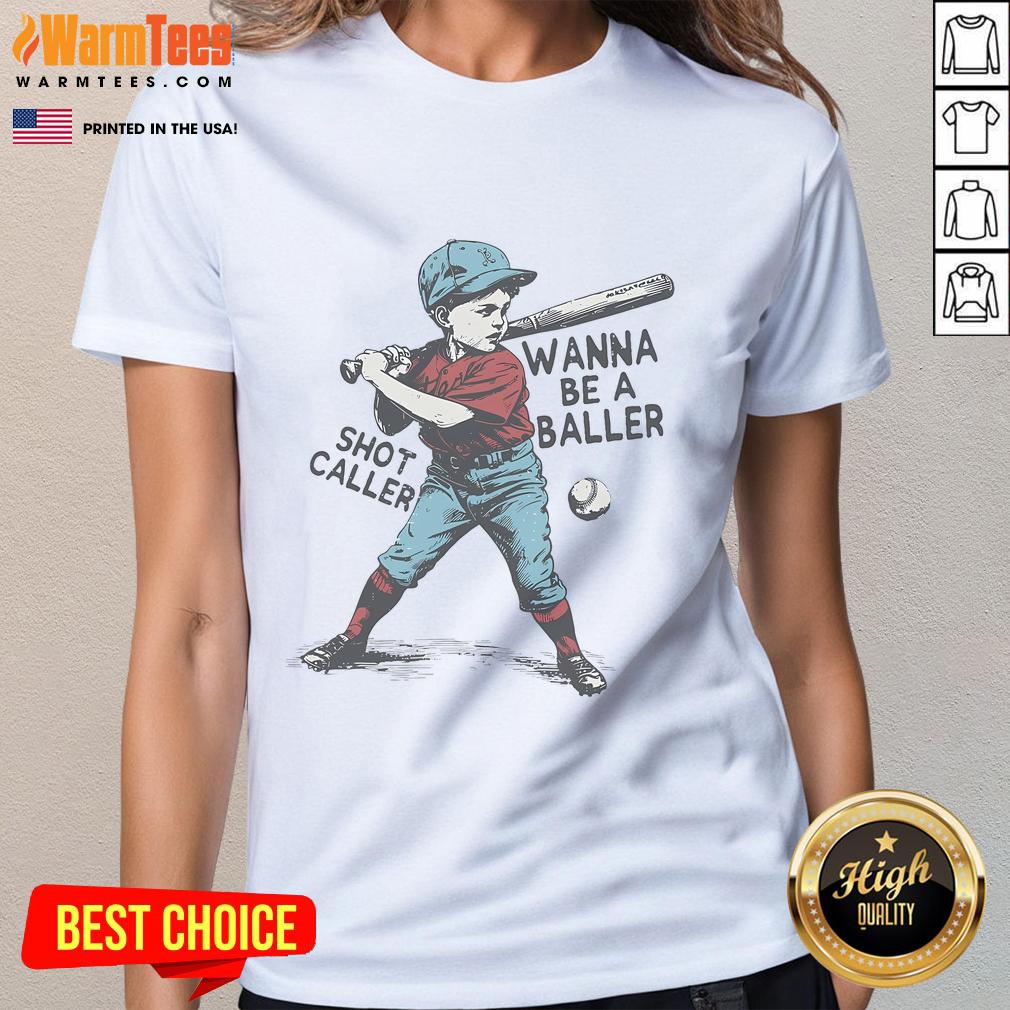 Awesome Wanna Be A Baller Shot Caller Retro Game Day Baseball Boy T-Shirt - Image 3