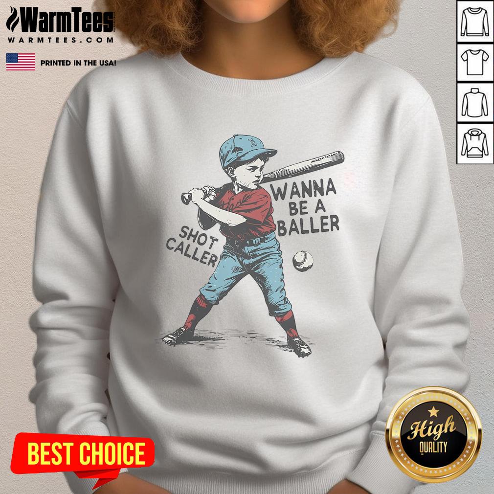 Awesome Wanna Be A Baller Shot Caller Retro Game Day Baseball Boy T-Shirt - Image 5
