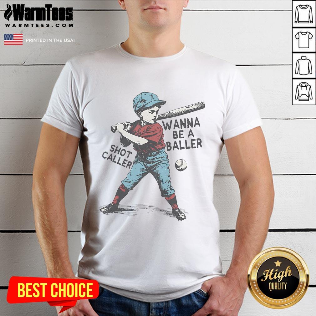 Awesome Wanna Be A Baller Shot Caller Retro Game Day Baseball Boy T-Shirt