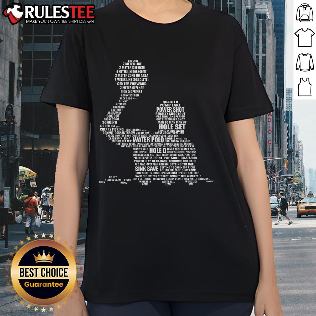 Awesome Waterpolo Player Word Cloud Water Polo Players Coach T-Shirt - Image 3