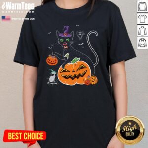 Awesome Womens Cat Pumpkin Halloween T-Shirt
