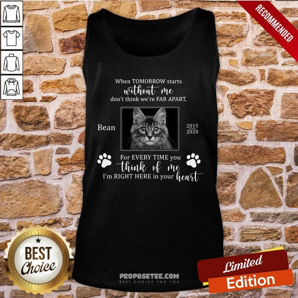 Cat When Tomorrow Starts Without Me Dont Think Were Far Apart Bean For Everytime You Think Of Me Im Right Here In Your Heart Shirt - Image 4