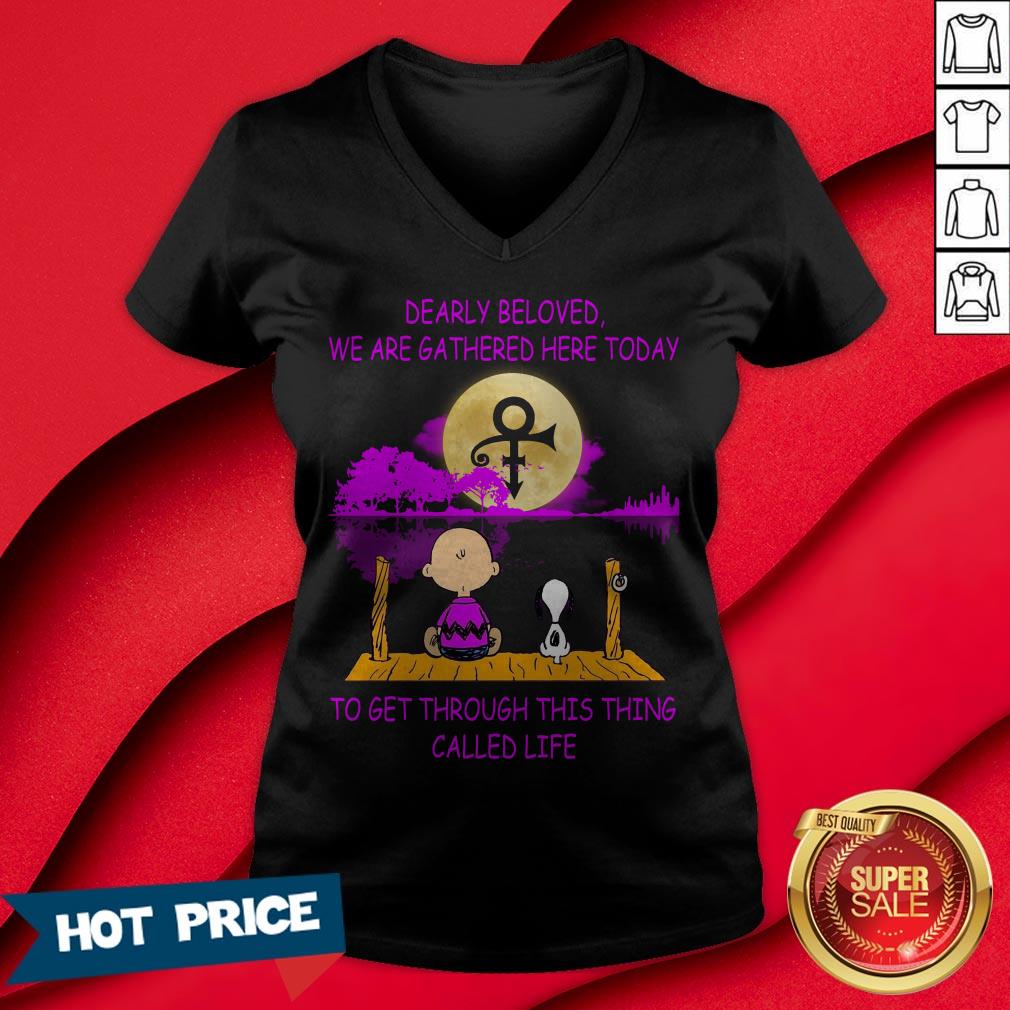 Charlie Brown And Snoopy Dearly Beloved We Are Gathered Here Today To Get Through This Thing Called Life Water Moon Shirt - Image 3