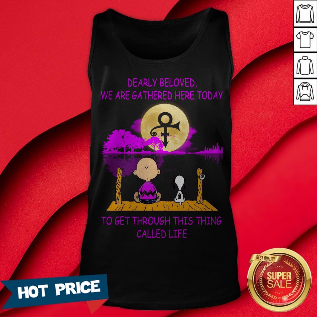 Charlie Brown And Snoopy Dearly Beloved We Are Gathered Here Today To Get Through This Thing Called Life Water Moon Shirt - Image 2