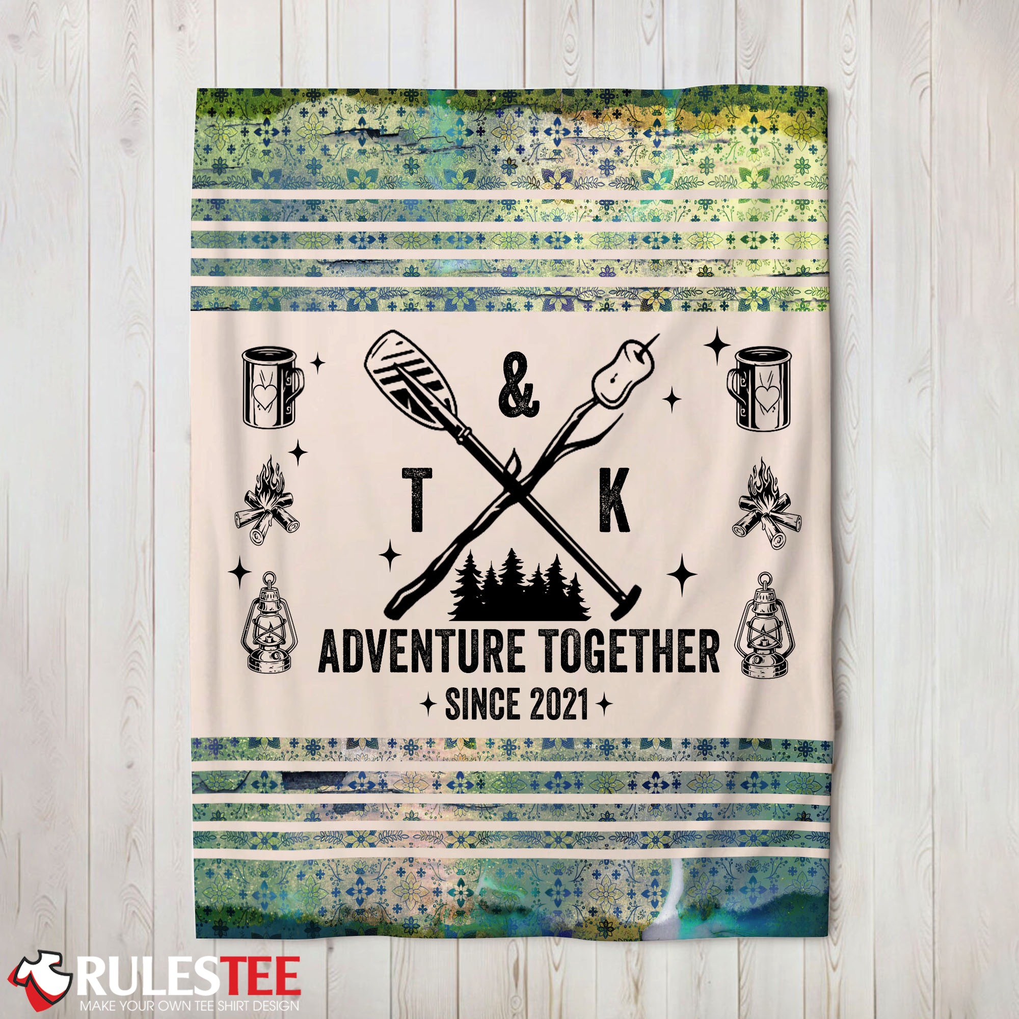 Camping Couple Adventure Together Since Blanket Fleece Customized Blanket