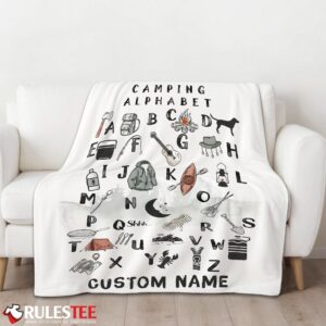 Alternative view of Camping Equipment Camping Alphabet Blanket Fleece Customized Blanket