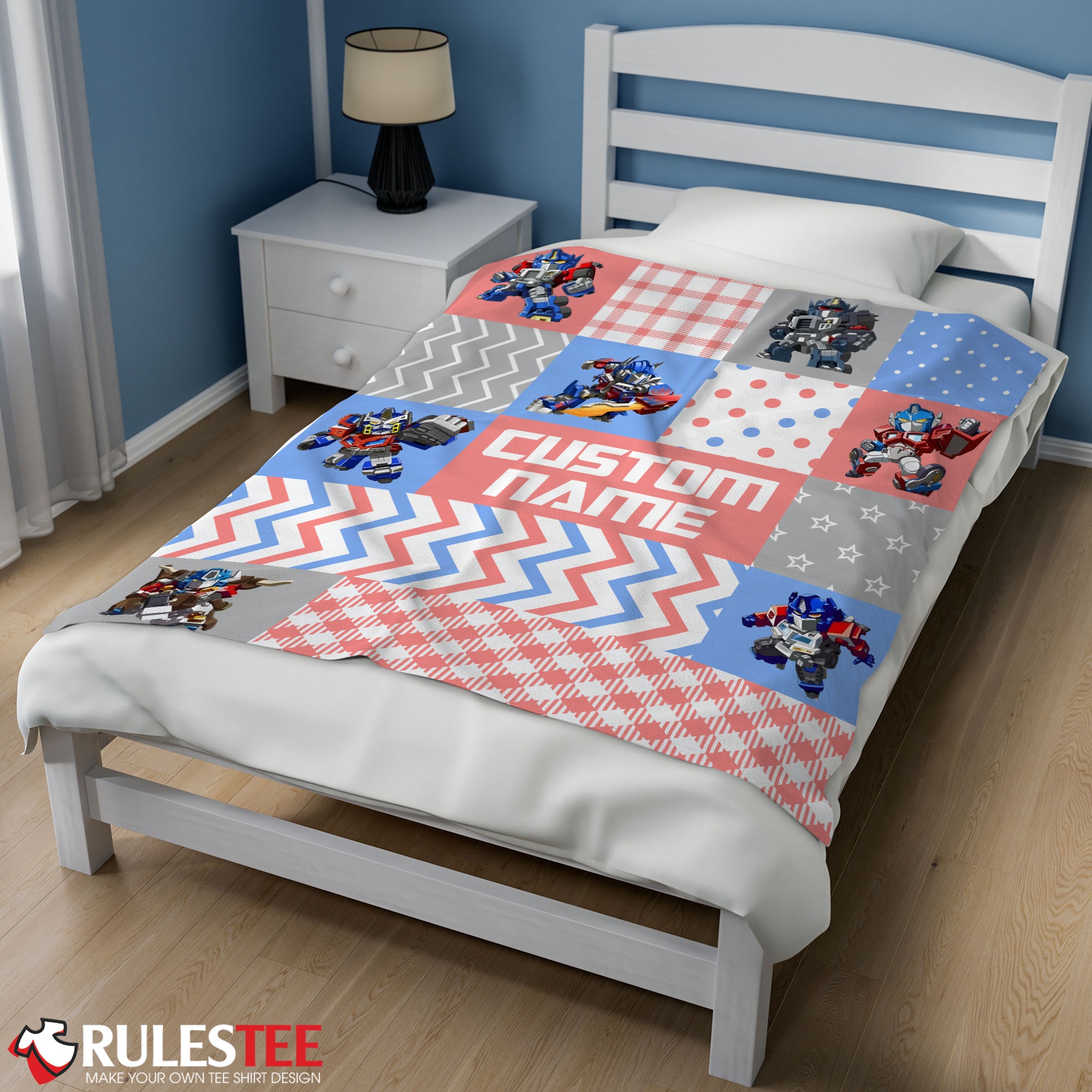 Chibi Optimus Prime Transformers Pattern Blanket Fleece Customized Blanket - Image 2