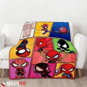 Alternative view of Chibi Spider Man Characters Collage Blanket Fleece Customized Blanket