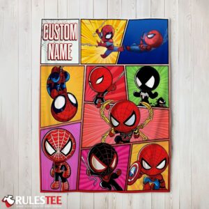 Chibi Spider Man Characters Collage Blanket Fleece Customized Blanket