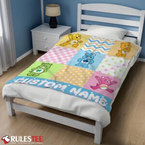 Alternative view of Colorful Care Bears Patchwork Blanket Fleece Customized Blanket