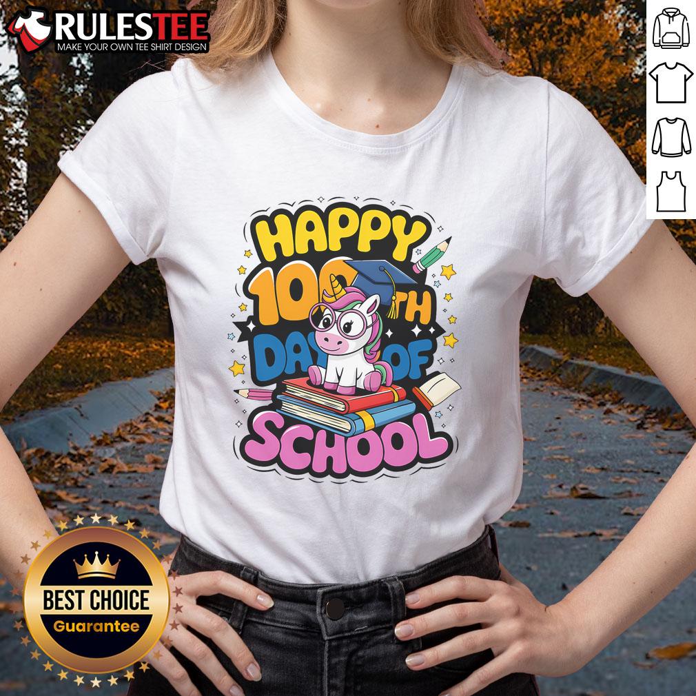 Cute 100 Days Of School Unicorn T-Shirt - Image 3