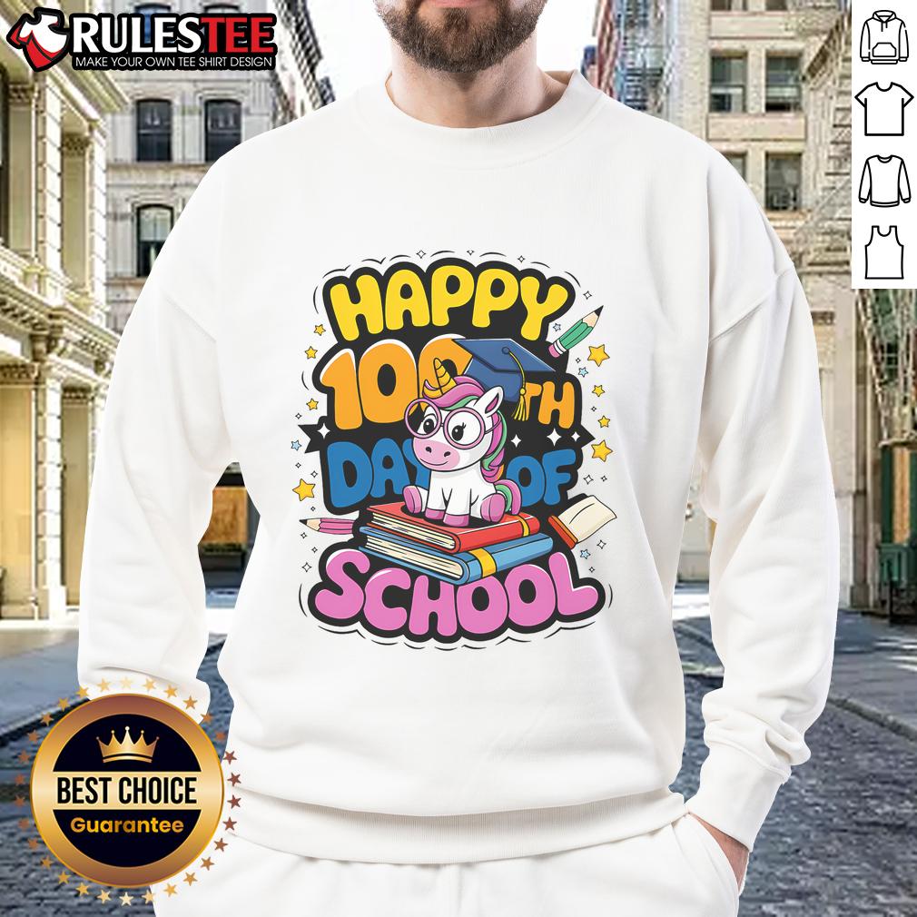 Cute 100 Days Of School Unicorn T-Shirt - Image 5