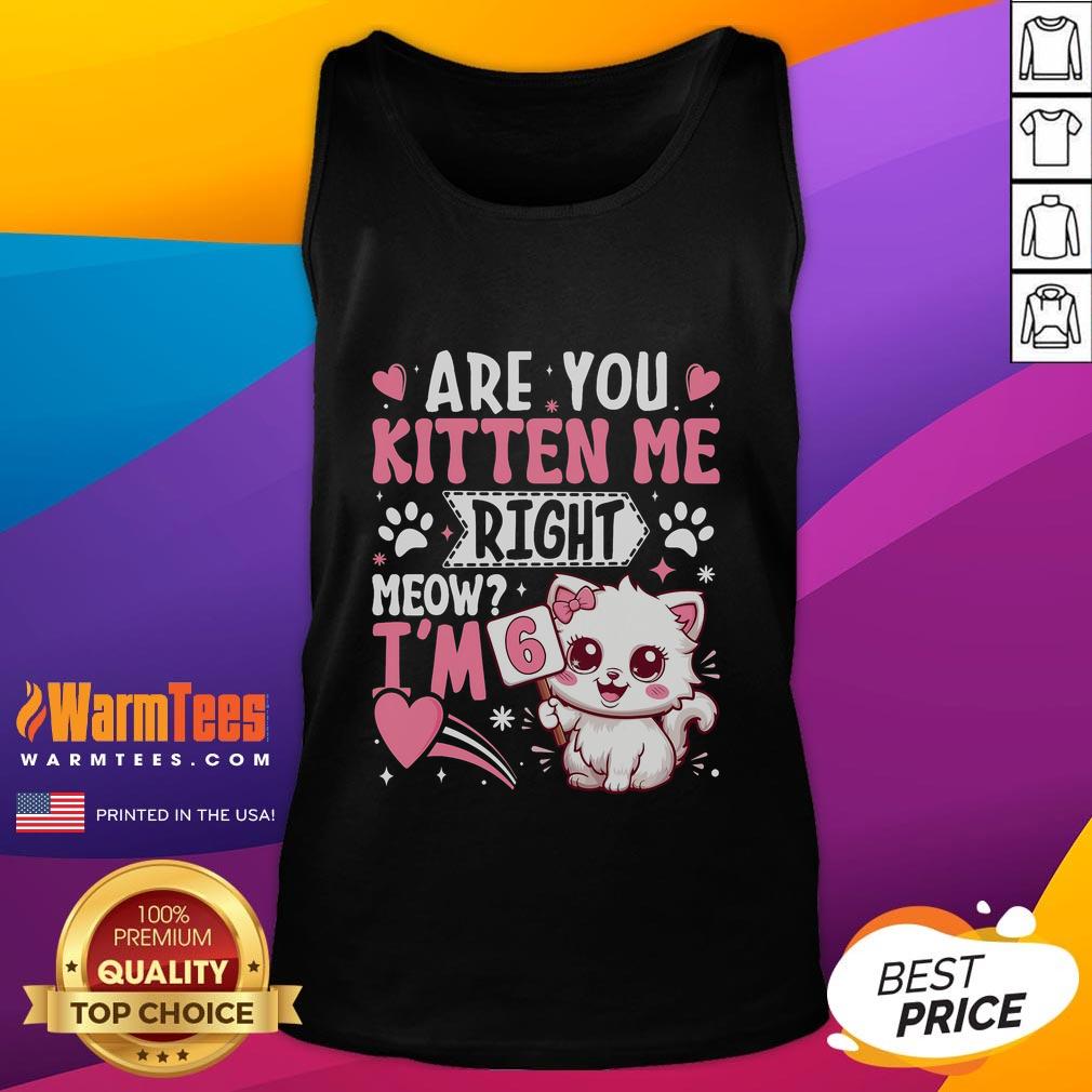 Cute 6th Birthday Girl 6 Year Old Kitten Cat Happy Birthday T-Shirt - Image 4