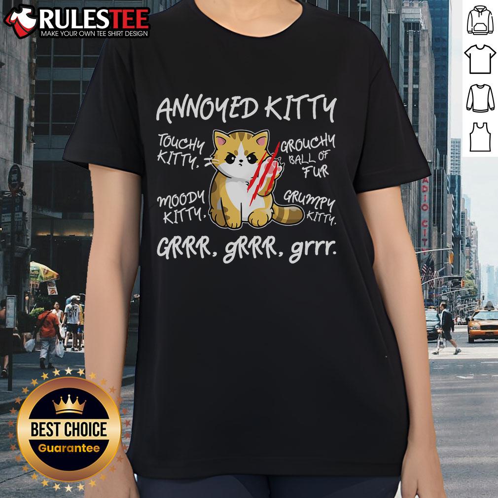 Cute Angry Cat Moody Annoyed Kitty T-Shirt - Image 3