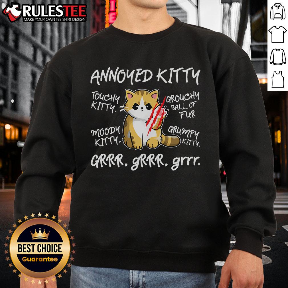 Cute Angry Cat Moody Annoyed Kitty T-Shirt - Image 5