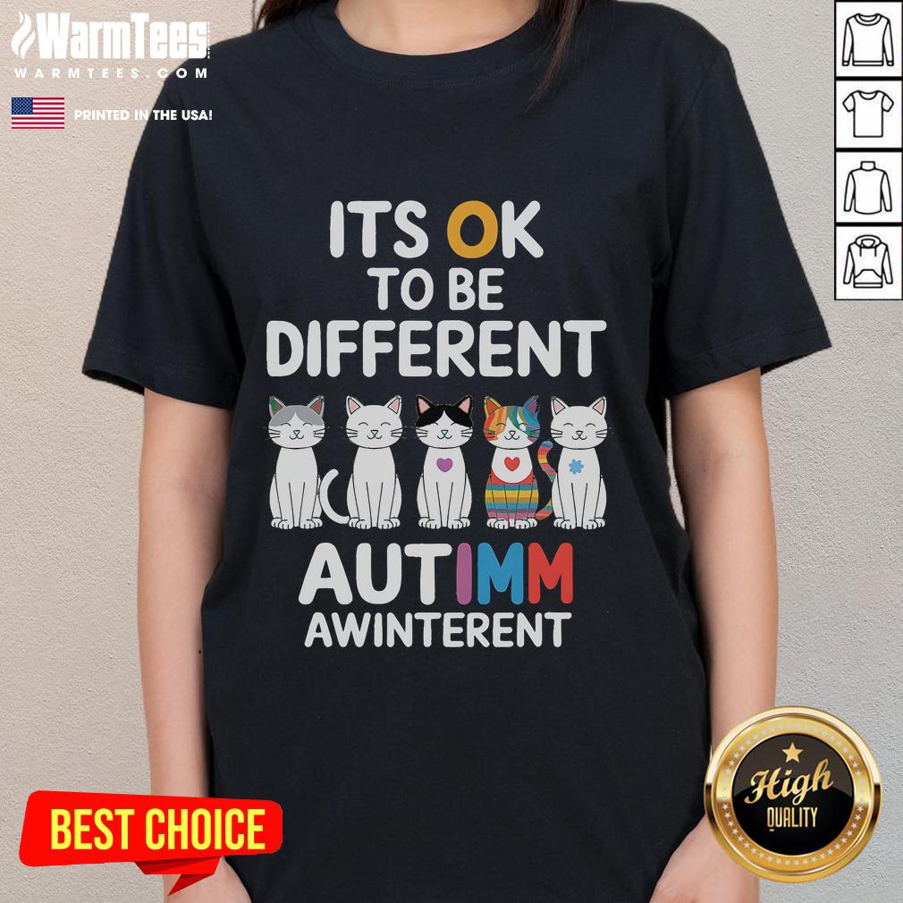 Cute Autism Awareness Cat It's Ok To Be Different T-Shirt - Image 3