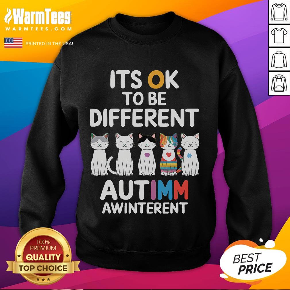 Cute Autism Awareness Cat It's Ok To Be Different T-Shirt - Image 5