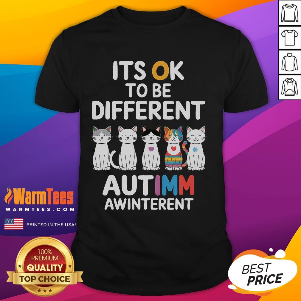 Cute Autism Awareness Cat It's Ok To Be Different T-Shirt
