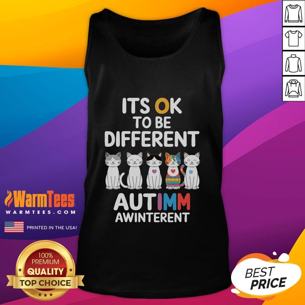 Cute Autism Awareness Cat It's Ok To Be Different T-Shirt - Image 4