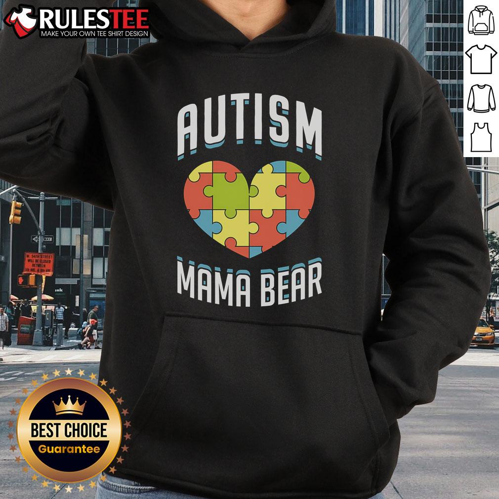 Cute Autism Mama Bear Heart Puzzle Autism Awareness T-Shirt - Image 2