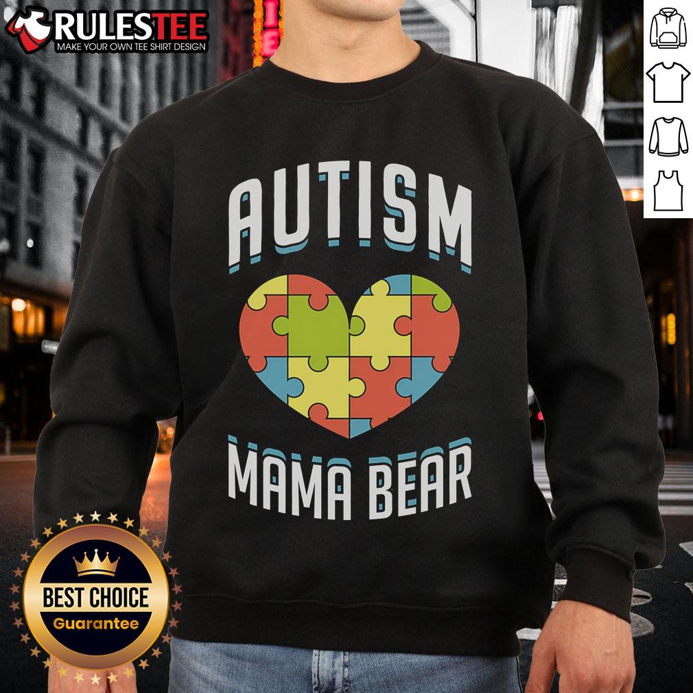 Cute Autism Mama Bear Heart Puzzle Autism Awareness T-Shirt - Image 5