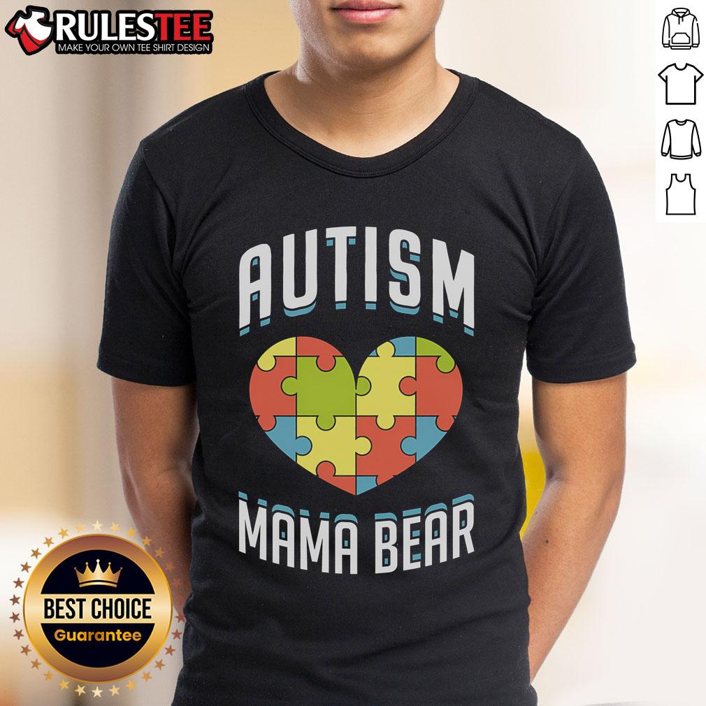 Cute Autism Mama Bear Heart Puzzle Autism Awareness T-Shirt