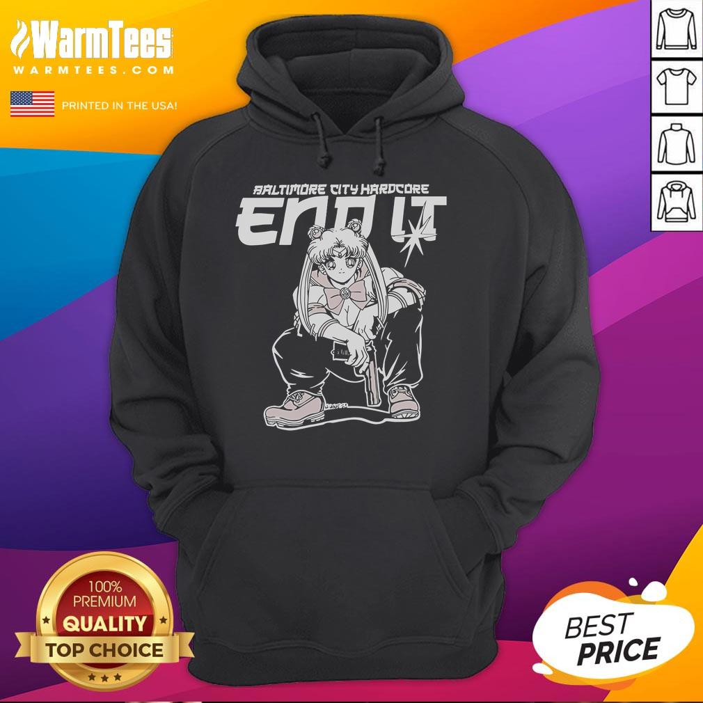 Cute Baltimore City Hardcore End It Usagi Tsukino Sailor Moon T-Shirt - Image 2