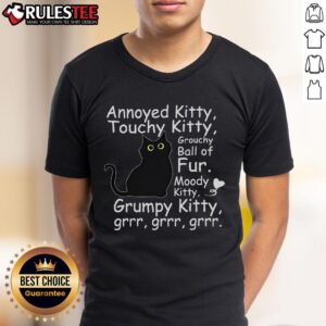 Cute Black Cat Annoyed Kitty Touchy Kitty Grouchy Ball Of Fur Kitty T-Shirt
