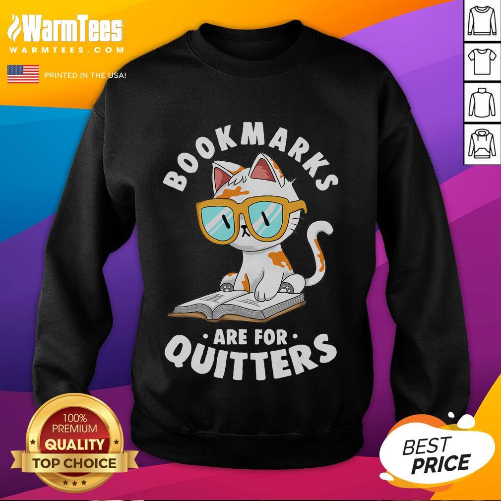 Cute Bookmarks Are For Quitters Cat Nerd T-Shirt - Image 5