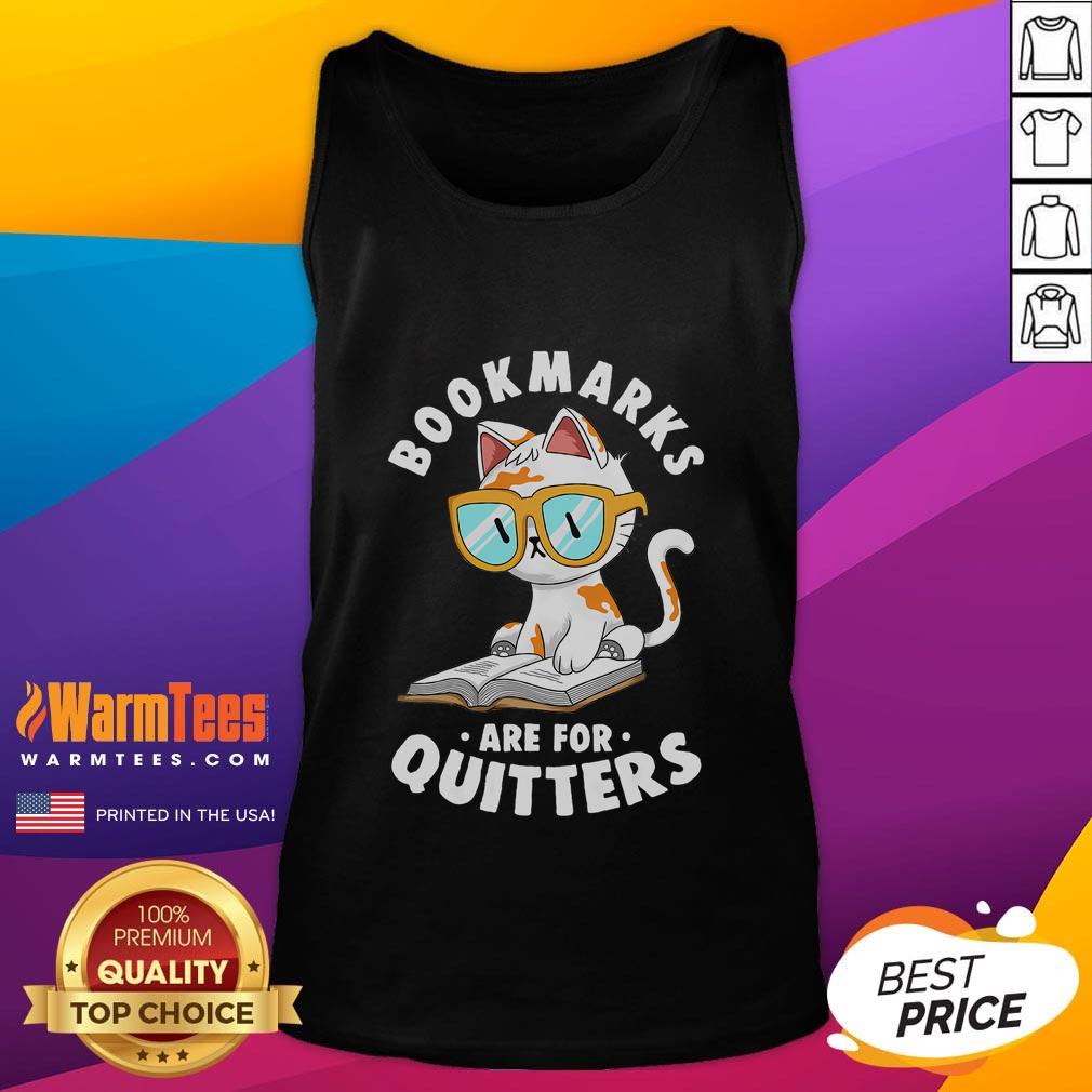 Cute Bookmarks Are For Quitters Cat Nerd T-Shirt - Image 4