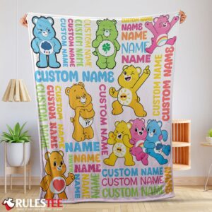 Cute Playful Care Bears & Friends Vibrant Blanket Fleece Customized Blanket
