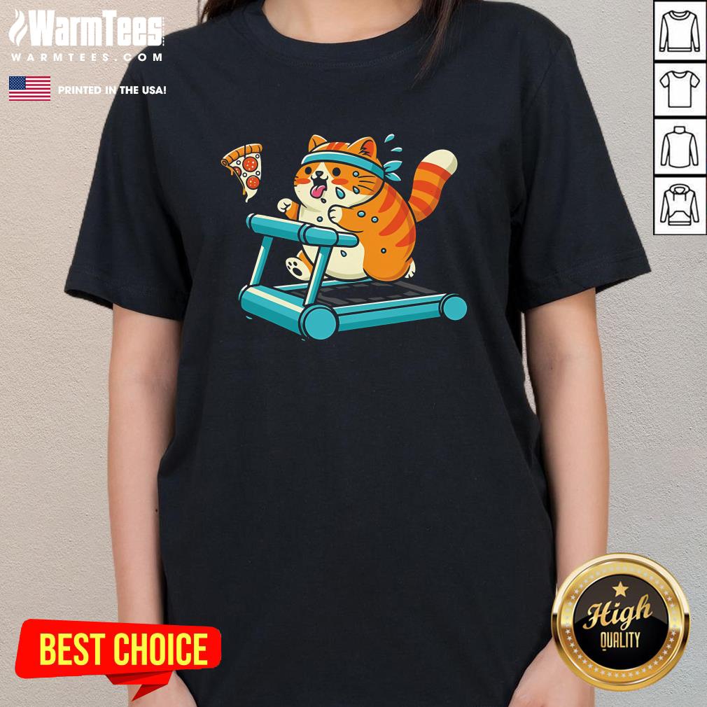 Cute Cat Chasing Dreams And Pizza Slices T-Shirt - Image 2