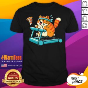 Cute Cat Chasing Dreams And Pizza Slices T-Shirt