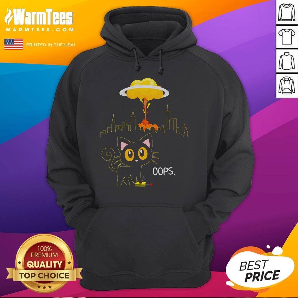 Cute Cat Explosion Red Button Bomb Accident T-Shirt - Image 2