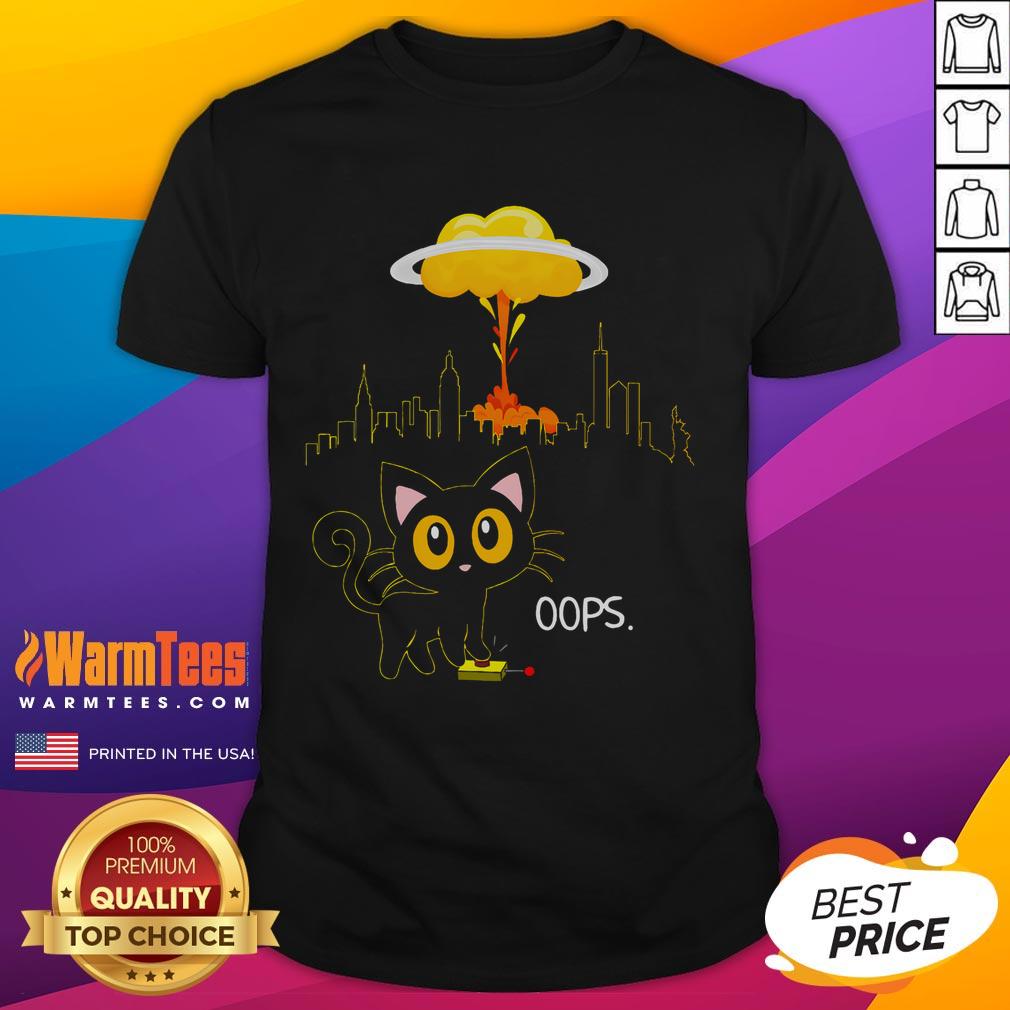 Cute Cat Explosion Red Button Bomb Accident T-Shirt