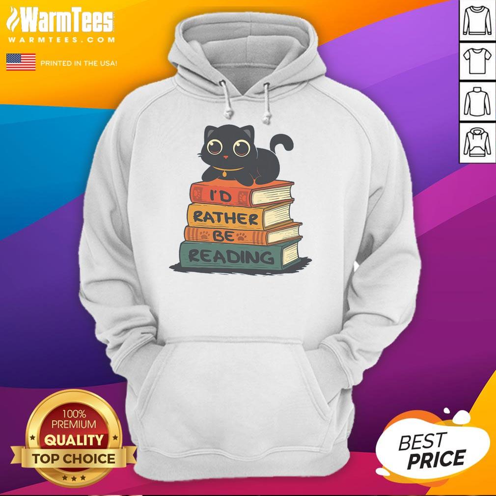 Cute Cat I Would Rather Be Reading T-Shirt - Image 2