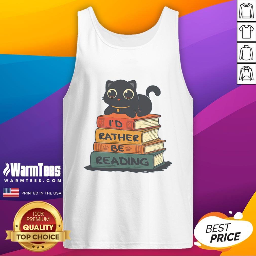 Cute Cat I Would Rather Be Reading T-Shirt - Image 4